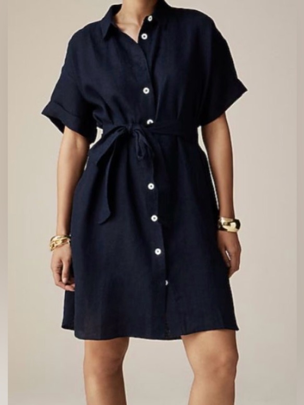 J.Crew Capitaine Shirt-Dress in Navy Linen